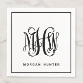 Black 3 Initial Vine Script Monogram DIY BG Serviette