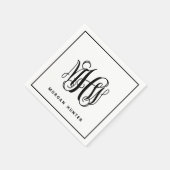 Black 3 Initial Vine Script Monogram DIY BG Serviette (Ecke)