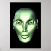 Black 3D Alien Head Extraterrestrische als Poster (Vorne)