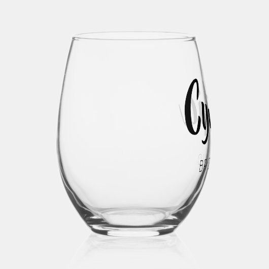 Black 3D Modern Name Bridesmaid Weinglas Ohne Stiel (Rechts)