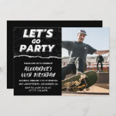 Black 44. Geburtstagseinladungen Männer Foto Einladung (Vorne/Hinten)