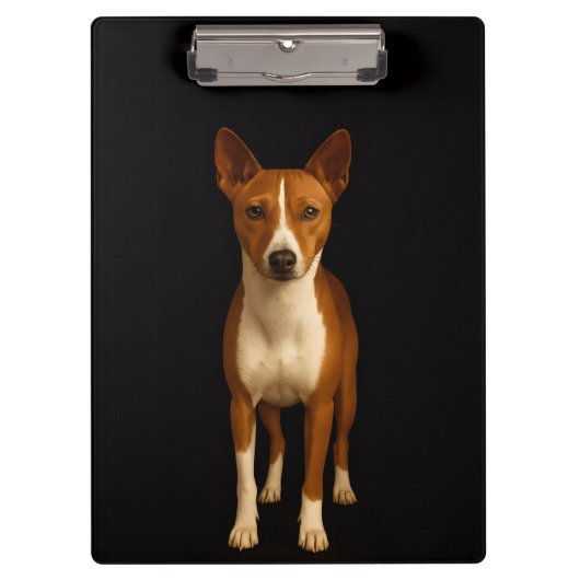 Black 4 Luxe Clipboard, Classy Basenji Dog Klemmbrett (Vorderseite)