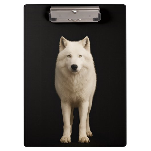 Black 4 Luxe Clipboard, Ivory Arctic Wolf Klemmbrett (Vorderseite)