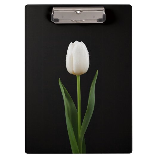 Black 4 Luxe Clipboard, Pearl White Tulip Klemmbrett (Vorderseite)