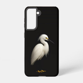 Black 4 Luxe  Galaxy S21 Case, Elegant Snowy Egret Samsung Galaxy Hülle