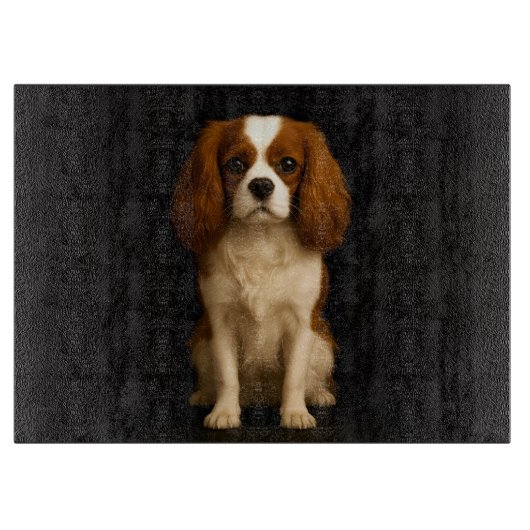 Black 4 Luxe Glass board Cavalier Spaniel Schneidebrett (Vorderseite)
