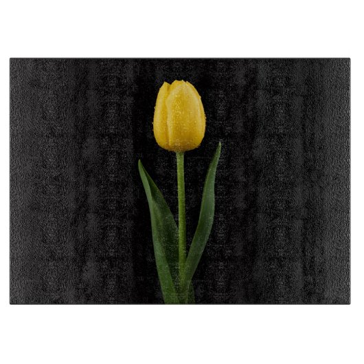 Black 4 Luxe Glass board Golden Yellow Tulip Schneidebrett (Vorderseite)