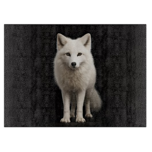 Black 4 Luxe Glass board Ivory Arctic Fox Schneidebrett (Vorderseite)