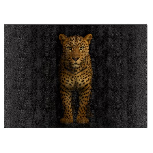Black 4 Luxe Glass board Majestic Leopard Schneidebrett (Vorderseite)
