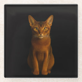 Black 4 Luxe Glass coaster, Abyssinian Beauty Glasuntersetzer