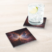 Black 4 Luxe Glass coaster, Butterfly Nebula Glasuntersetzer (Schrägansicht)