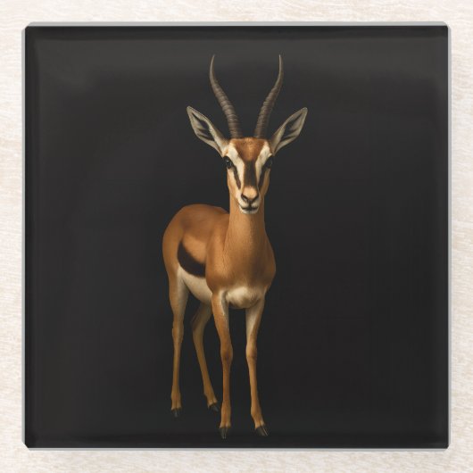 Black 4 Luxe Glass coaster, Elegant Gazella Glasuntersetzer (Vorderseite)