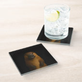 Black 4 Luxe Glass coaster, Elegant Platypus Glasuntersetzer (Schrägansicht)