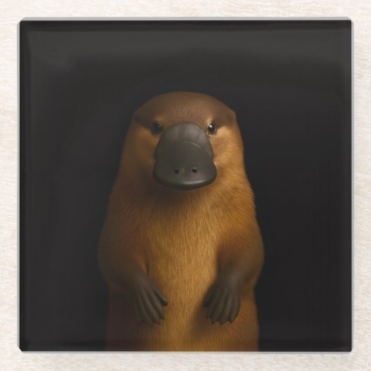 Black 4 Luxe Glass coaster, Elegant Platypus Glasuntersetzer (Vorderseite)