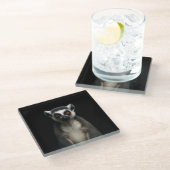 Black 4 Luxe Glass coaster, Gentle Lemur Glasuntersetzer (Schrägansicht)