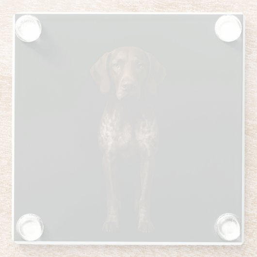 Black 4 Luxe Glass coaster, German Pointer Glasuntersetzer (Rückseite)