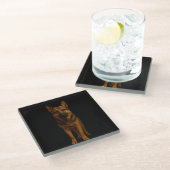 Black 4 Luxe Glass coaster, German Shepherd Dog Glasuntersetzer (Schrägansicht)