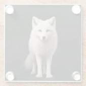 Black 4 Luxe Glass coaster, Ivory Arctic Fox Glasuntersetzer (Rückseite)