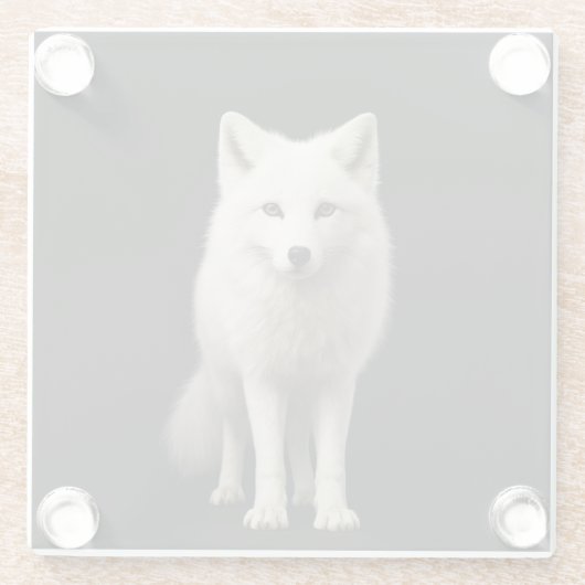 Black 4 Luxe Glass coaster, Ivory Arctic Fox Glasuntersetzer (Rückseite)