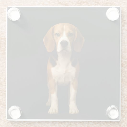 Black 4 Luxe Glass coaster, Kind Beagle Glasuntersetzer (Rückseite)