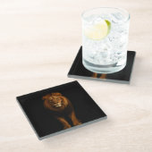 Black 4 Luxe Glass coaster, Majestic Lion Glasuntersetzer (Schrägansicht)