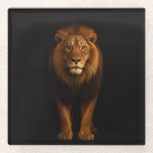 Black 4 Luxe Glass coaster, Majestic Lion Glasuntersetzer (Vorderseite)
