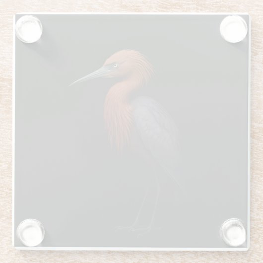 Black 4 Luxe Glass coaster, Reddish Egret Glasuntersetzer (Rückseite)