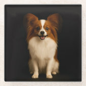 Black 4 Luxe Glass coaster, Refined Papillon Glasuntersetzer (Vorderseite)