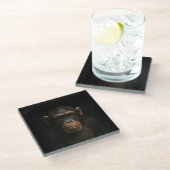 Black 4 Luxe Glass coaster, Serene Chimpanzee Glasuntersetzer (Schrägansicht)