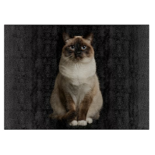Black 4 Luxe Glass cutting board Birmanese Cat Schneidebrett (Vorderseite)