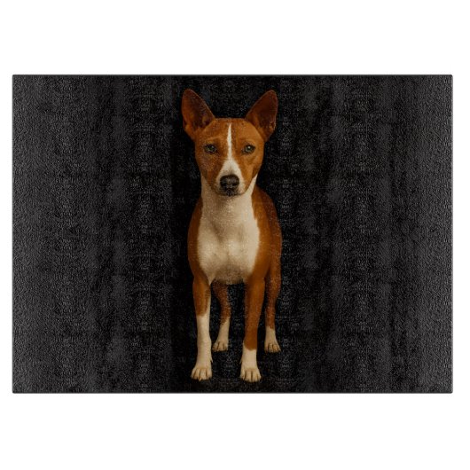 Black 4 Luxe Glass cutting board Classy Basenji Schneidebrett (Vorderseite)