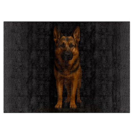 Black 4 Luxe Glass cutting board German Shepherd Schneidebrett (Vorderseite)