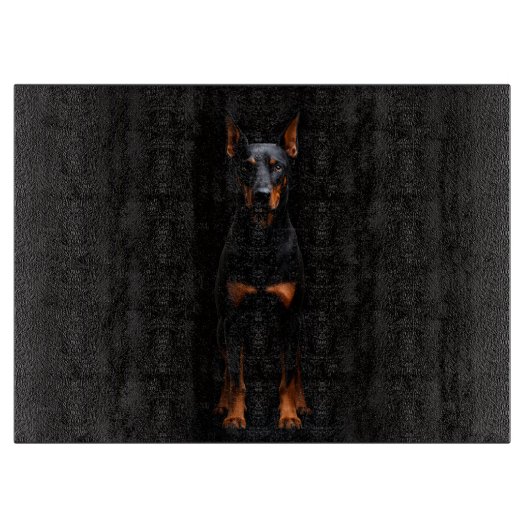 Black 4 Luxe Glass cutting board Guardian Doberman Schneidebrett (Vorderseite)