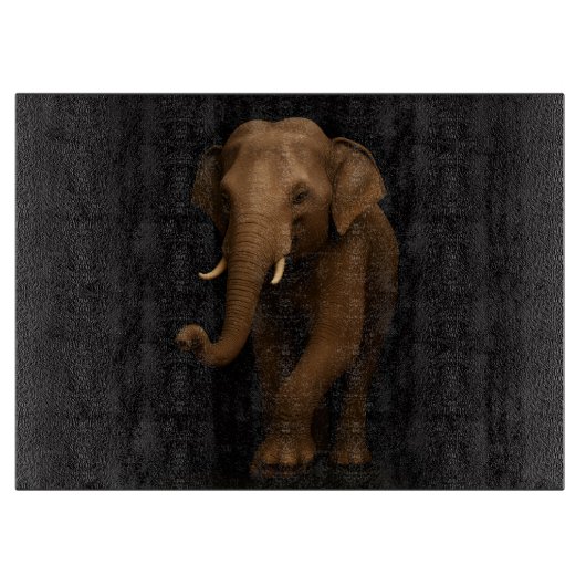 Black 4 Luxe Glass cutting board Indian Elephant Schneidebrett (Vorderseite)