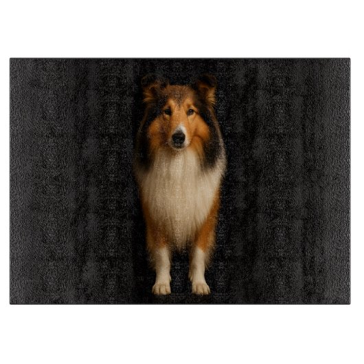 Black 4 Luxe Glass cutting board Loyal Collie Dog Schneidebrett (Vorderseite)