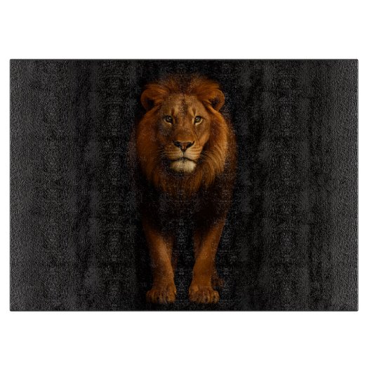 Black 4 Luxe Glass cutting board Majestic Lion Schneidebrett (Vorderseite)