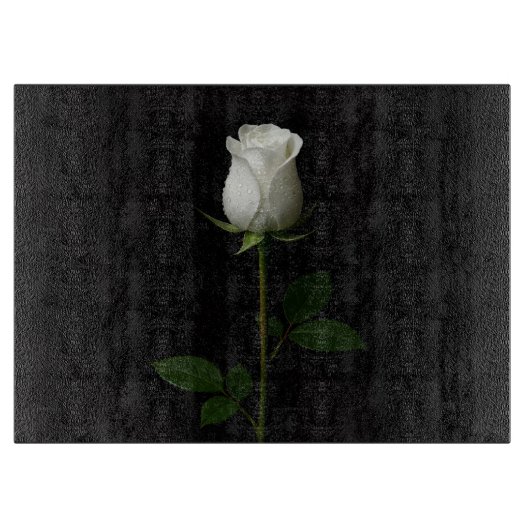 Black 4 Luxe Glass cutting board Pure White Rose Schneidebrett (Vorderseite)