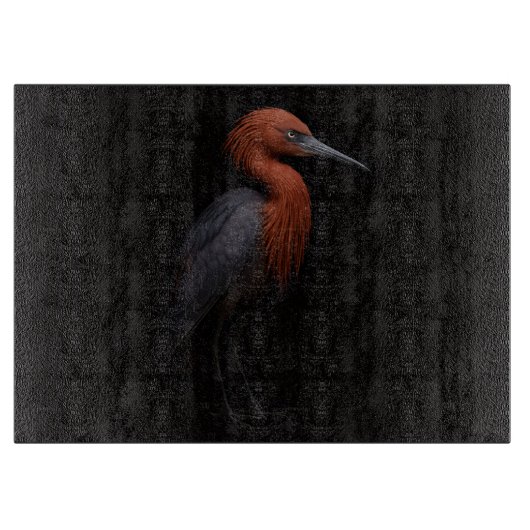 Black 4 Luxe Glass cutting board Reddish Egret Schneidebrett (Vorderseite)