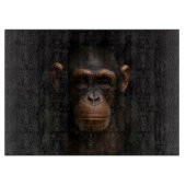 Black 4 Luxe Glass cutting board Serene Chimpanzee Schneidebrett (Vorderseite)