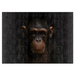 Black 4 Luxe Glass cutting board Serene Chimpanzee Schneidebrett