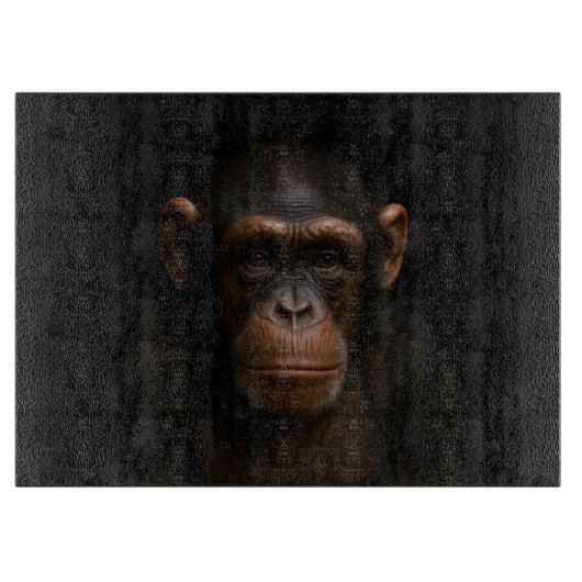 Black 4 Luxe Glass cutting board Serene Chimpanzee Schneidebrett (Vorderseite)