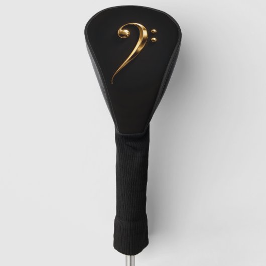 Black 4 Luxe Golf Driver Cover, Golden Bass Clef Golf Headcover (Vorderseite)