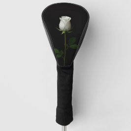 Black 4 Luxe Golf Driver Cover, Pure White Rose Headcover