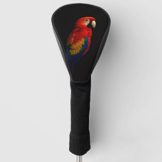 Black 4 Luxe Golf Driver Cover, Scarlet Parrot Headcover