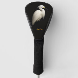 Black 4 Luxe Golf Driver Cover, Snowy Egret Golf Headcover
