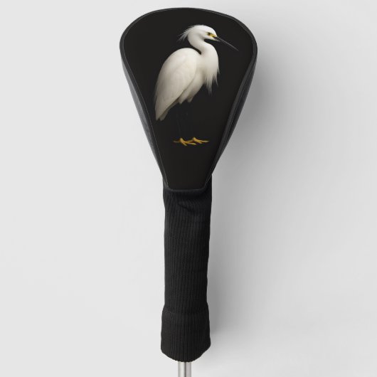 Black 4 Luxe Golf Driver Cover, Snowy Egret Headcover (Vorderseite)