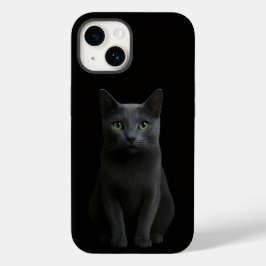Black 4 Luxe iPhone 14 Case-Mate, Russian Blue Cat Case-Mate iPhone 14 Hülle