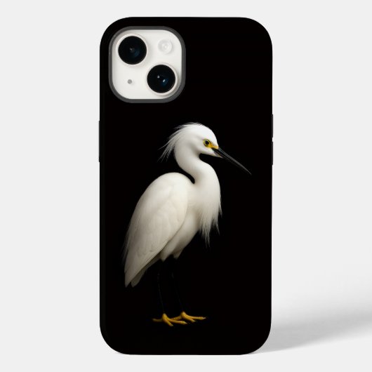 Black 4 Luxe iPhone 14 Case-Mate, Snowy Egret Case-Mate iPhone Hülle (Rückseite)