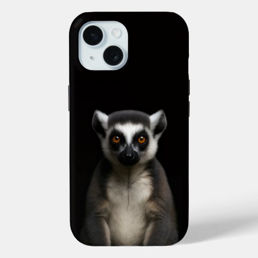 Black 4 Luxe iPhone 15 Case, Gentle Lemur Case-Mate iPhone Hülle (Rückseite)