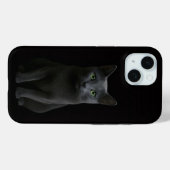 Black 4 Luxe iPhone 15 Case-Mate, Russian Blue Cat Case-Mate iPhone Hülle (Rückseite (Horizontal))